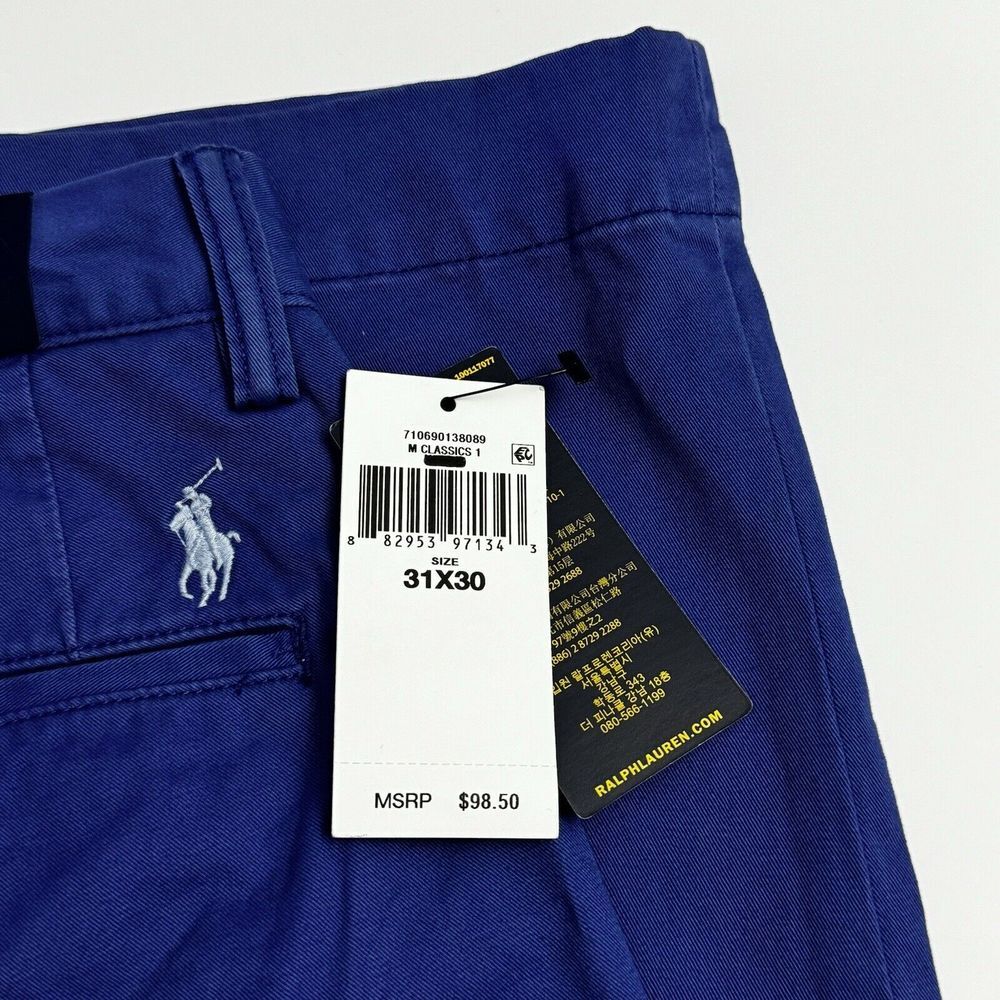 Polo Ralph Lauren Blue Stretch Straight Fit Cotton Twill Chino Pants Size 30x31 - Picture 2 of 8
